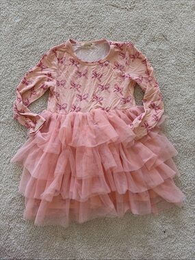 Tullabee Pink Bow Tulle Tiered Kids Costume Dress